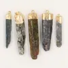 Rauwe Kyanite Quartz Bar Hanger Gemengde Willekeurige Kleur Natuurlijke Kyanite Crystal Rock Beads Cabochon Gold Dimpende randen Charm Groothandel Willekeurige Maat