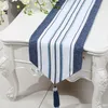 Stripe Extra Long Patchwork Table Runner Linen Classic High End Modern Simple Tea Table Cloth Dining Table Protective Pads Placemat 280x33