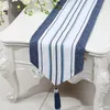 Streep Extra Lange Patchwork Table Runner Linnen Klassieke High End Moderne eenvoudige theetafel doek eettafel Protective Pads placemat 280x33