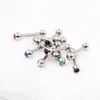 Wholes 100pcs mélange 10 couleurs corporelles bijoux de piercing single gemm en acier inoxydable boucle d'oreille hélice tragus ring8955983