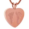 IJD8006 Feet Engraved Heart 316L Stainless Steel Cremation Pendant Necklace High Polish Ashes Keepsake Urn Necklace255t