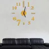 Wholesale-Fashion Quartz Clocks Watches 3D Real Big Wall Clock Rushed Mirror Sticker Diy Living Room Decor