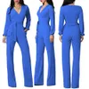 Kvinnors Jumpsuits Rompers Partihandel - Lång Svart Röd Kvinnor Jumpsuit Vinter Höst Party Sexig För Kvinnor V-Neck Sashes Full Sleeve Loose Clu