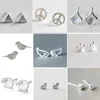 100 sztuk Darmowa Wysyłka 925 Posrebrzane Kolczyk Kreatywny Kształt Owce Star Ear Stud Koreański Styl Delfin Ptak Cute Kształt Kolczyki Stud