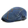 Berets Wholesale-Fashion Spring Summer Jeans Hats For Men Women High Quality Casual Unisex Denim Beret Caps OutDoors Flat Cap Cowboy1
