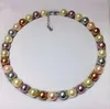 Natural Deep Sea Shell Pearls Necklace Positive Circle Flaw Blend Multicolor Finished Bead Necklace