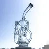 Wholesale Hookahs Clear Inline Perc Oil Dab Rigs Recycler Water Glass Bongs 14mm Female Joint With Bowl WaterPipes