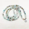 SN1144 Matte 8mm Am-azonite 108 Mala Bracelet or Necklace Tree of Life Bracelet High Quality Yoga Jewelry Free Shipping