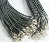 1mm 15mm 2mm 3mm 100pcs Black adjustable Genuine REAL Leather Necklace Cord For DIY Craft Jewelry Chain 18039039 with Lobst3484287