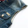 Men's Vests Wholesale Summer Jeans Vest With Detachable Hood Slim Fit Washed Vintage Dark Blue Denim Sleeveless Jacket For Men