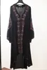 Wholesale- Long Dress Women Vintage Ethnic Flower Embroidered Cotton Tunic Casual Long Dress Hippie Boho People Asymmetric Maxi Dress