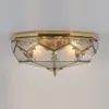 European Copper Bedroom Ceiling Lights classical Glass Shade Balcony Porch Ceiling Lamps Hand soldering Ceiling lamp