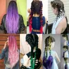 Estensioni dei capelli sintetici da 100 pezzi Capelli intrecciati viola ombre Capelli intrecciati in fibra ad alta temperatura bicolore6810699