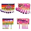 Sereia cauda pincéis de maquiagem 7 pçs / set Rosto Delineador Pincel de Maquiagem Cosméticos Make Up Plana Sereia Rainbow Brushes Set Com Saco DHL Livre