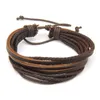 Mens Bracciali Wrap più strati del braccialetto del cuoio genuino con i braccialetti di fascino di Natale corda intrecciata gioielli di moda