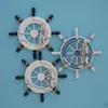 Wooden Anchor Wheel Novelty Wall Art Decor Hanging Ornament for Beach Theme Home Decoration 9in 122386