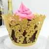Faveurs de mariage raisin découpé au Laser dentelle crème tasse gâteau emballage emballages de Cupcake pour mariage fête d'anniversaire décoration 12 pc par lot