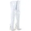 2017 High Boots Pointed Toe Ladies Party Boot Plus Size Thigh-High Boots Zipper Patent Leather COS Cheap Modest Shoes