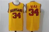 قمصان رجالي 1985 ماريلاند Terps 34 Len Bias كلية كرة السلة الفانيلة Vintage Northwestern Wildcats High School Stitched Shirt أسود S-XXL