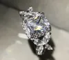 Vecalon мода кольцо принцессы вырезать 2CT Diamond CZ 925 стерлингового серебра ювелирные украшения обручальное кольцо для женщин