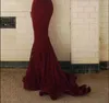 우아한 부르고뉴의 연인 레이스 인어 저렴한 긴 들러리 드레스 2020 와인 하녀 명예 웨딩 게스트 드레스 파티 파티 가운