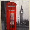 Hurtownia - Kreatywne Wodoodporne 3D London Big Ben Prysznic Zasłona Łazienka Produkt Poliester Telefon stoisko Wzór z 12 haków wanny wystrój