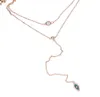 Fabriek fijn 925 sterling zilver rosé goud kleur rhodium Bling vonken cz boze oog lariat choker dubbellaags delicate sexy women214w