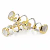 New Gold Silver Hollow Open Dlampnd geschnitten 6 Zahnoberteil Grill Zähnekappen Zahn HipHop Grillz Set Party Schmuck 7137475