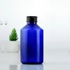 30 stks 220ml Blauw Lege Plastic Bottle Aluminium Schroefdop Travel Lotion Container Verpakking voor Cosmetica Shampoo Parfum Oil