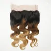 Three Tone Hair Extensions With 360 Lace Band Frontal Closure 1B 4 27 Honey Blonde Ombre Body Wave Human Hair Weave With 3603807608