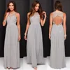 Custom Made Country Cheap Grey Bridesmaid Dresses for Wedding Long Chiffon ALine Backless Formal Party Gown Lace Modest Maid Of H4206967