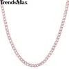 Vente en gros - Trendsmax personnalisé 4 mm plat martelé cubain argent rose or rempli collier hommes chaîne femmes gros bijoux cadeau GN65