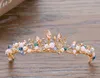 عتيقة Baroque Bridal Tiaras مجموعات الذهب بلورات ملونة الأميرة أغطية رأس مذهلة الزفاف Tiaras أقراط 2 قطع 13 5 3 323K