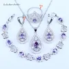 Wedding Jewelry Sets silver 925 Black stone White Crystal For Women Pendant Necklace Bracelet Earrings Ring214W4597710