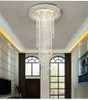 Modern Spiral Crystal Chandeliers Lighting Raindrop Stairs Chandelier Lamps GU10 Pendant Light Fixtures for Dining Room Indoor Home Deco