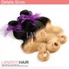 Ombre Péruvien Cheveux Weave Bundles Deux Tons Ombre 1B / 27 # Honey Blonde Ombre Péruvien Corps Vague Ondulés Extensions de Cheveux Humains 3 Bundles Lot