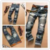 Whole-2016 moda slim skinny slim fit zip cotone nero mens jeans Distressed Denim cotone di alta qualità pantaloni maschili271I