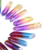 HJT 20PCS hele Nieuwe kleurrijke natuurlijke quartz crystal punten reiki healing crystal Wands Cure chakra steen sell1906250