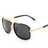 Wholesale-Fashion Mens Sunglasses Flat Top Lens Sun Glasses For Men Square Gold Male Sunglass Driving Big Metal Man