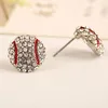 Nueva moda deportes juego bola Post Stud pendientes Rhinestone baloncesto voleibol béisbol fútbol americano Fan joyería regalos al por mayor