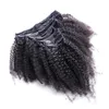 자연 머리 몽골 변태 곱슬 클립 헤어 익스텐션 100g 7pcs / lot 4A / 4B / 4C AFRO Kinky 클립