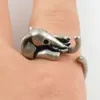 Everfast Wholesale 10pc/Lot Long Nose Elephant Ring Antique Silver Bronze Color Retro Style Woman Unique Adjustable 3D Animal Rings