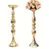 10 PÇS / LOTE Ouro Metal Castiçais 50 cm / 20 '' Suporte de Flores de Vaso de Candelabro de Chumbo Candelabro Centro de Peças de Casamento Deco