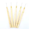 5pcslot Wooden Handle Pulling Needle Micro Rings Loop Hair Extension Hair Tools For Human Hair Wigs2244939