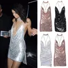 Cocktail Dresses Sexy Casual Dress Womens Backless Sequin Dress V Collar Ladies Kendall Chain Choker Slip Dress Evening Party Prom Gowns