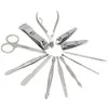 Hot Professional Rostfritt stål Nail Art Tool Set 12pcs / Set Complete Manicure Set Pedicure Nail Clippers Scissors Grooming Kit