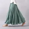 2019 Women Design Skirts Linen Cotton Vintage Long Womens Skirt Elastic Waist Boho Beige Pink Maxi Skirts Faldas Saia
