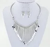 Designer Necklace Earring Sets Luxury Metal Tassels Pendant Chain Bib Necklace Earrings Gifts For Her Jewelry Set