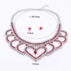 Vintage Quality Wedding Bridal Gold Plated Heart-shaped Design Red Crystal Pendant Fashion Necklace Earring Party Jewelry Sets