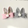 20st Cartoon Rabbit Ear Hair Bow Prince Baby Girl Hair Clips Bows Hairn Pin With Soft Ball Kids Söta djur Hår Barrettes Pink276315P